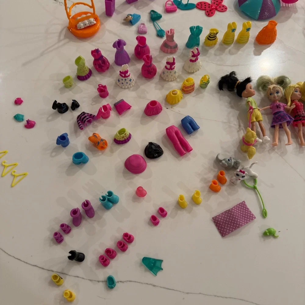Polly Pocket Doll Accessory Lot 100+ Pieces Mattel Clothes Shoes Pets Furniture‎